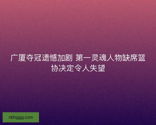 广厦夺冠遗憾加剧 第一灵魂人物缺席篮协决定令人失望
