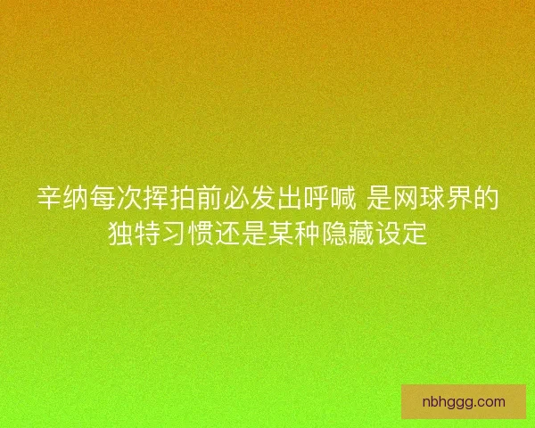 辛纳每次挥拍前必发出呼喊 是网球界的独特习惯还是某种隐藏设定